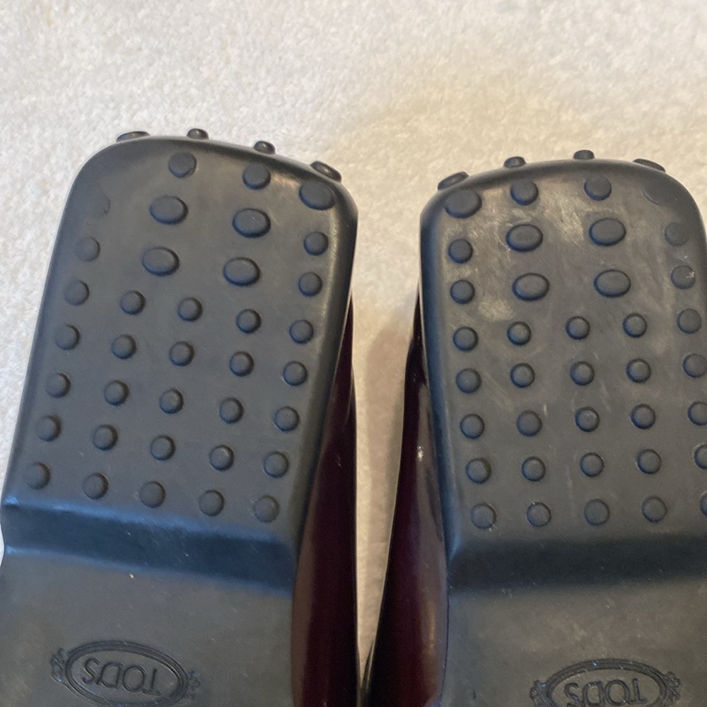 Tod’s wine oxblood burgundy patent leather rubber sole driving shoe Sz 39.5 - Picture 7 of 11